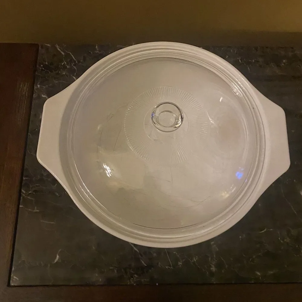 Home Beautiful Fire & Ice Casserole Dish/ Lid  AA015 Serena White Floral Vintage